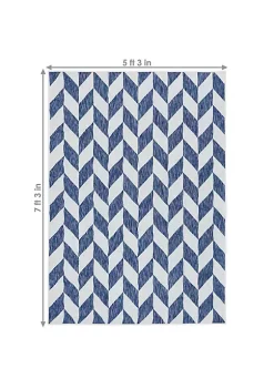 Outlet 🌟 Sunnydaze Geometric Affinity Outdoor Patio Area Rug in Steel Blue - 5 x 7 Foot by Sunnydaze Decor 🥰 -Sunnydaze Decor Shop Belk 7384
