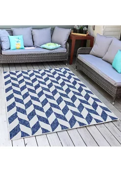 Outlet 🌟 Sunnydaze Geometric Affinity Outdoor Patio Area Rug in Steel Blue - 5 x 7 Foot by Sunnydaze Decor 🥰 -Sunnydaze Decor Shop Belk 7385