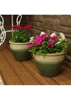 Budget 😀 12 in Chalet Glazed Ceramic Planter - Seafoam - Set of 2 by Sunnydaze Decor 🌟