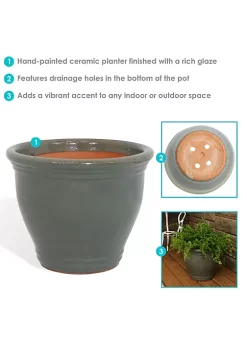 Flash Sale 🎉 Sunnydaze Studio Ceramic Indoor/Outdoor Planter - Gray - 15-Inch by Sunnydaze Decor ✔️ -Sunnydaze Decor Shop Belk 7448
