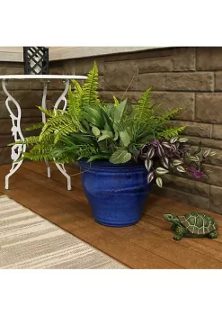 Deals 🌟 15 in Studio High-Fired Glazed Ceramic Planter - Imperial Blue by Sunnydaze Decor ✔️