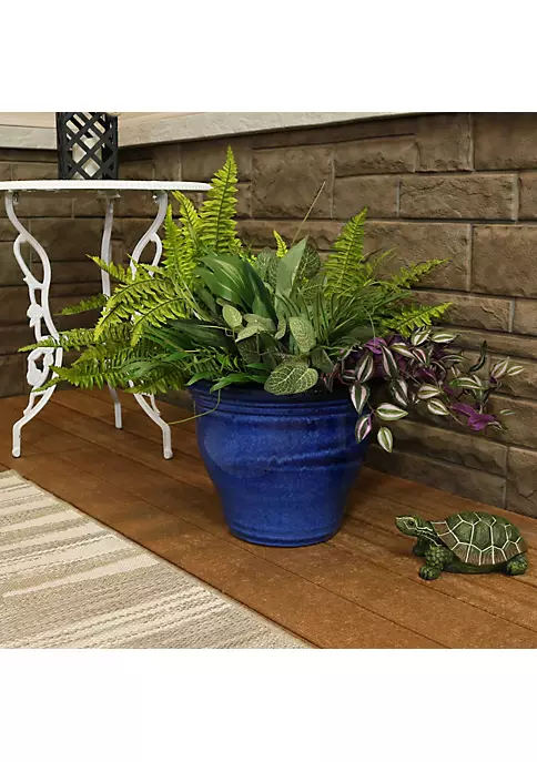 Deals 🌟 15 in Studio High-Fired Glazed Ceramic Planter - Imperial Blue by Sunnydaze Decor ✔️ 3 Deals 🌟 15 in Studio High-Fired Glazed Ceramic Planter - Imperial Blue by Sunnydaze Decor ✔️