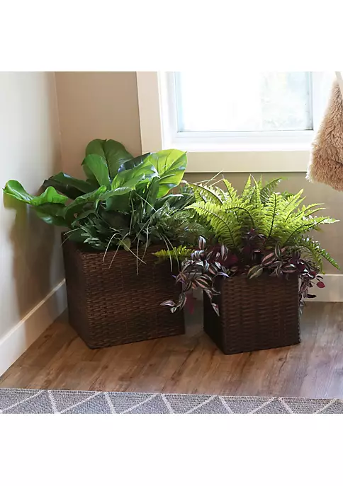 Best deal โ๏ธ Sunnydaze Square Polyrattan Indoor Planters - 1 Large/1 Small Planter - Brown by Sunnydaze Decor ๐งจ 3 Best deal โ๏ธ Sunnydaze Square Polyrattan Indoor Planters - 1 Large/1 Small Planter - Brown by Sunnydaze Decor ๐งจ
