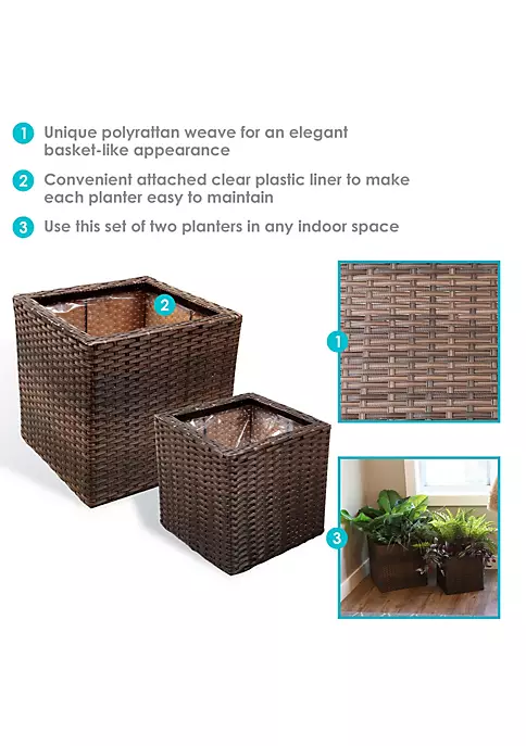 Best deal โ๏ธ Sunnydaze Square Polyrattan Indoor Planters - 1 Large/1 Small Planter - Brown by Sunnydaze Decor ๐งจ 6 Best deal โ๏ธ Sunnydaze Square Polyrattan Indoor Planters - 1 Large/1 Small Planter - Brown by Sunnydaze Decor ๐งจ - Image 4