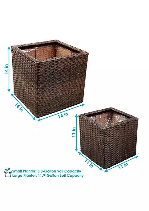 Best deal โ๏ธ Sunnydaze Square Polyrattan Indoor Planters - 1 Large/1 Small Planter - Brown by Sunnydaze Decor ๐งจ 7 Best deal โ๏ธ Sunnydaze Square Polyrattan Indoor Planters - 1 Large/1 Small Planter - Brown by Sunnydaze Decor ๐งจ - Image 5
