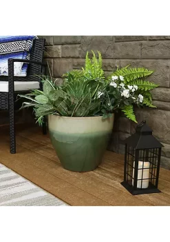 Discount 🔔 13 in Resort High-Fired Glazed Ceramic Planter - Seafoam by Sunnydaze Decor 😍