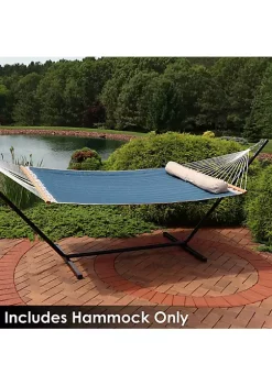 Brand new 🥰 Large Quilted Hammock with Spreader Bars and Pillow - Tidal Wave by Sunnydaze Decor 🔥