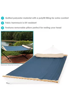 Brand new 🥰 Large Quilted Hammock with Spreader Bars and Pillow - Tidal Wave by Sunnydaze Decor 🔥 -Sunnydaze Decor Shop Belk 7498