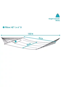 Brand new 🥰 Large Quilted Hammock with Spreader Bars and Pillow - Tidal Wave by Sunnydaze Decor 🔥 -Sunnydaze Decor Shop Belk 7499