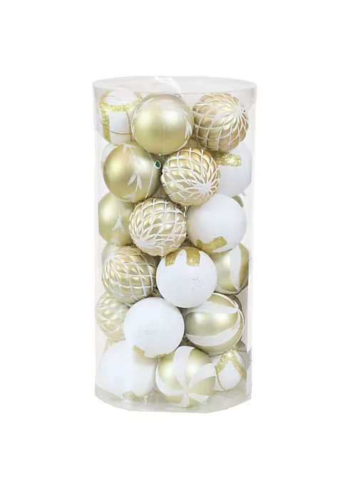 Deals 🥰 Holiday Glitter 30-Piece Ornament Set - 60 mm - White/Gold by Sunnydaze Decor 😍 4 Deals 🥰 Holiday Glitter 30-Piece Ornament Set - 60 mm - White/Gold by Sunnydaze Decor 😍 - Image 2