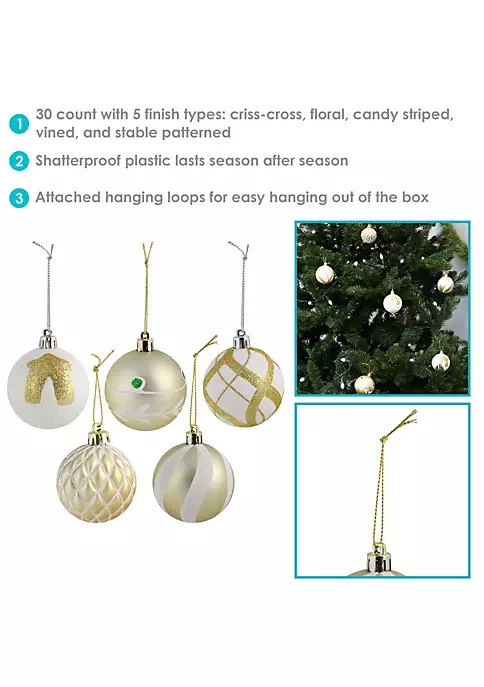 Deals 🥰 Holiday Glitter 30-Piece Ornament Set - 60 mm - White/Gold by Sunnydaze Decor 😍 6 Deals 🥰 Holiday Glitter 30-Piece Ornament Set - 60 mm - White/Gold by Sunnydaze Decor 😍 - Image 4