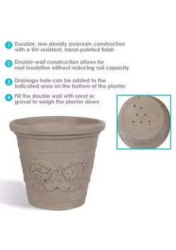 Buy 🎉 20 in Arabella Polyresin Planter with UV-Resistant Finish - Beige by Sunnydaze Decor ⌛ -Sunnydaze Decor Shop Belk 7543