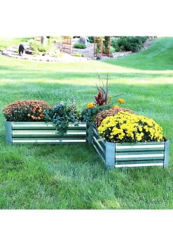 Best Pirce 🥰 Galvanized Steel L-Shaped Raised Garden Bed - 59.5 in - Silver by Sunnydaze Decor 🤩