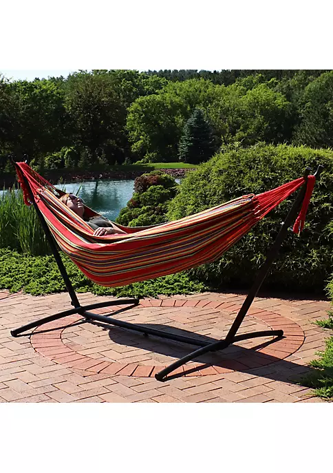 Best deal ๐คฉ Large Cotton Hammock with Steel Stand and Carrying Case - Sunset by Sunnydaze Decor โ 3 Best deal ๐คฉ Large Cotton Hammock with Steel Stand and Carrying Case - Sunset by Sunnydaze Decor โ