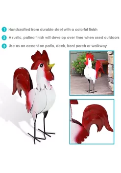 Best Sale 😀 Cluck the White Metal Rooster Statue by Sunnydaze Decor 🧨 -Sunnydaze Decor Shop Belk 758