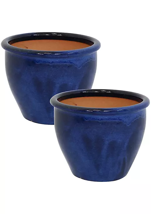 Hot Sale ๐ 12 in Chalet Glazed Ceramic Planter - Imperial Blue - Set of 2 by Sunnydaze Decor ๐ 4 Hot Sale ๐ 12 in Chalet Glazed Ceramic Planter - Imperial Blue - Set of 2 by Sunnydaze Decor ๐ - Image 2