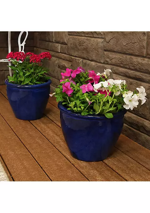 Hot Sale ๐ 12 in Chalet Glazed Ceramic Planter - Imperial Blue - Set of 2 by Sunnydaze Decor ๐ 8 Hot Sale ๐ 12 in Chalet Glazed Ceramic Planter - Imperial Blue - Set of 2 by Sunnydaze Decor ๐ - Image 6