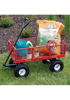 Best Sale ✔️ Small Heavy-Duty Steel Garden Cart with Removable Sides - Red by Sunnydaze Decor 💯 -Sunnydaze Decor Shop Belk 76