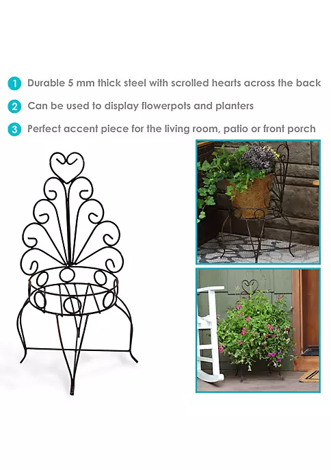 Hot Sale 💯 Steel Sweetheart Back Chair Planter Stand - 25.25 in - Set of 2 by Sunnydaze Decor 👏 6 Hot Sale 💯 Steel Sweetheart Back Chair Planter Stand - 25.25 in - Set of 2 by Sunnydaze Decor 👏 - Image 4