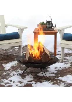 New ๐งจ Sunnydaze Classic Ebony Raised Steel Folding 3-Leg Fire Pit Bowl - 24" by Sunnydaze Decor โจ