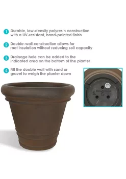 Best Sale 🎉 16 in Walter Dual-Wall Polyresin Planter - Rust - Set of 2 by Sunnydaze Decor ⭐ -Sunnydaze Decor Shop Belk 7712