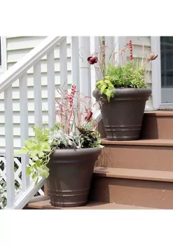 Best Sale 🎉 16 in Walter Dual-Wall Polyresin Planter - Rust - Set of 2 by Sunnydaze Decor ⭐ -Sunnydaze Decor Shop Belk 7714