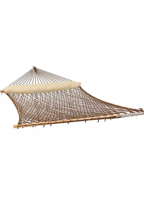 New ⌛ Large Polyester Rope Hammock with Spreader Bar and Pillow - Brown by Sunnydaze Decor ✔️ 4 New ⌛ Large Polyester Rope Hammock with Spreader Bar and Pillow - Brown by Sunnydaze Decor ✔️ - Image 2