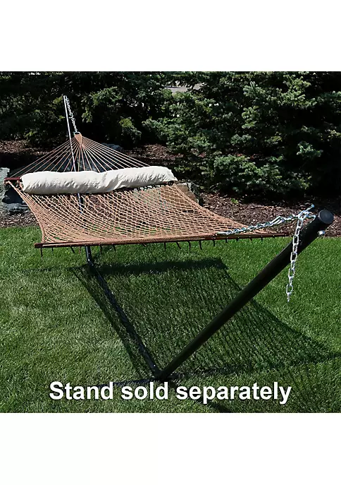 New ⌛ Large Polyester Rope Hammock with Spreader Bar and Pillow - Brown by Sunnydaze Decor ✔️ 6 New ⌛ Large Polyester Rope Hammock with Spreader Bar and Pillow - Brown by Sunnydaze Decor ✔️ - Image 4