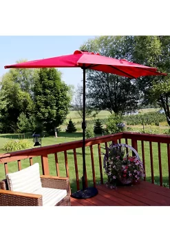 Discount 😀 9 ft Solar Steel Half Patio Umbrella with Crank - Red by Sunnydaze Decor ❤️ -Sunnydaze Decor Shop Belk 7724
