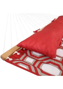 Budget 😍 Sunnydaze Quilted Double Fabric Hammock with Spreader Bars - Red and Gray Octagon by Sunnydaze Decor 💯 -Sunnydaze Decor Shop Belk 7738