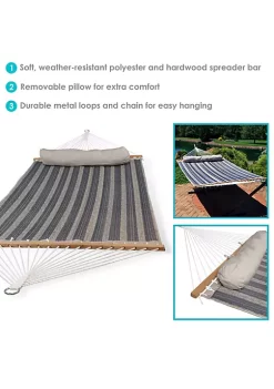 Flash Sale 👍 Large Quilted Hammock with Spreader Bar and Pillow - Mountainside by Sunnydaze Decor ⭐ -Sunnydaze Decor Shop Belk 7756