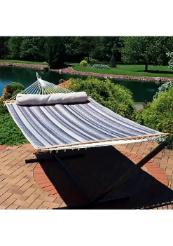 Flash Sale 👍 Large Quilted Hammock with Spreader Bar and Pillow - Mountainside by Sunnydaze Decor ⭐ -Sunnydaze Decor Shop Belk 7758