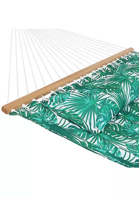 Best Pirce 🔔 Large Quilted Hammock with Spreader Bar and Pillow - Palm Leaves by Sunnydaze Decor 😉 5 Best Pirce 🔔 Large Quilted Hammock with Spreader Bar and Pillow - Palm Leaves by Sunnydaze Decor 😉 - Image 3