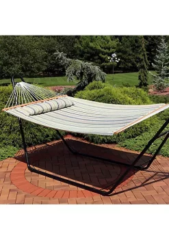 Brand new 🌟 Large Quilted Hammock with Spreader Bar and Pillow - Khaki Stripe by Sunnydaze Decor 🔥 13 Brand new 🌟 Large Quilted Hammock with Spreader Bar and Pillow - Khaki Stripe by Sunnydaze Decor 🔥 -Sunnydaze Decor Shop Belk 7781