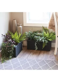 Cheap 💯 Sunnydaze 2-Section Rectangle Polyrattan Indoor Planters - Set of 2 - Black by Sunnydaze Decor 🔥