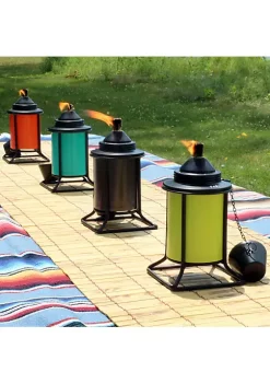 New 🎁 Glass/Metal Square Outdoor Tabletop Torches - Multi - Set of 8 by Sunnydaze Decor ✔️ -Sunnydaze Decor Shop Belk 7822