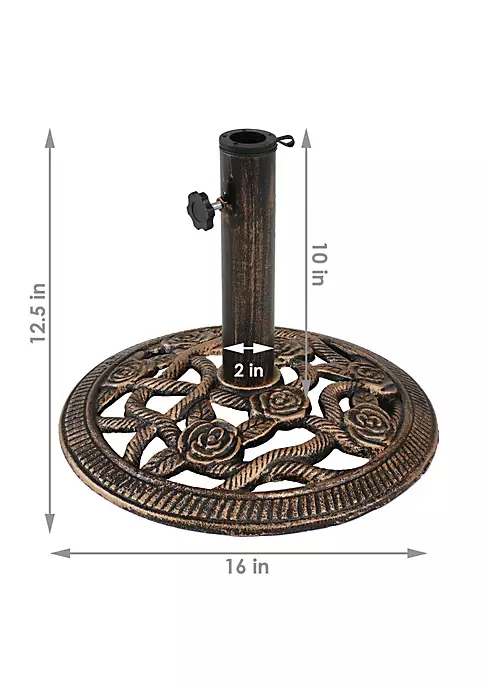 Cheapest ๐ 16 in Rose Blossom Cast Iron Round Patio Umbrella Base - Bronze by Sunnydaze Decor ๐ 7 Cheapest ๐ 16 in Rose Blossom Cast Iron Round Patio Umbrella Base - Bronze by Sunnydaze Decor ๐ - Image 5