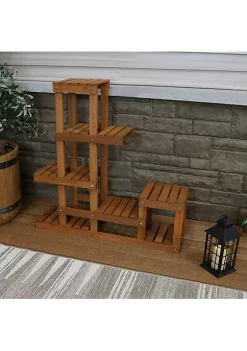 New 👍 Meranti Wood Multi-Shelf Plant Stand with Teak Oil Finish - 36 in by Sunnydaze Decor 😉 -Sunnydaze Decor Shop Belk 7848