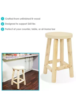 Flash Sale 🥰 Rustic Unfinished Fir Wood Indoor Backless Counter-Height Stool by Sunnydaze Decor 🥰 -Sunnydaze Decor Shop Belk 7858