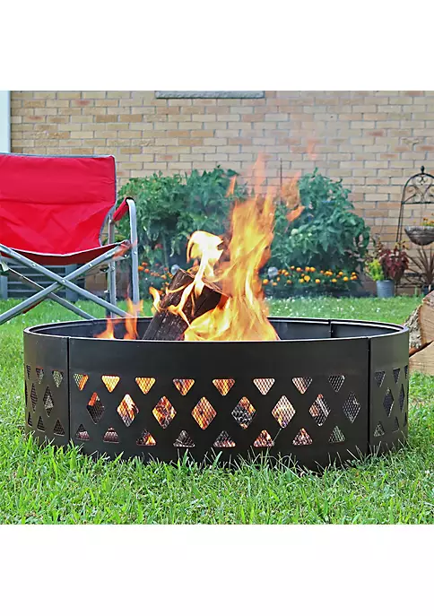Coupon ⌛ 36 in Crossweave Steel Wood Burning Fire Pit Ring with Poker by Sunnydaze Decor ✔️ 3 Coupon ⌛ 36 in Crossweave Steel Wood Burning Fire Pit Ring with Poker by Sunnydaze Decor ✔️