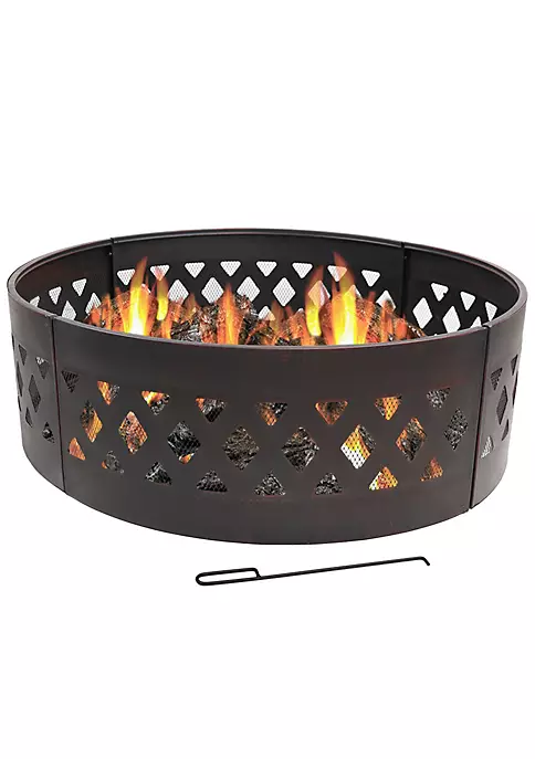 Coupon ⌛ 36 in Crossweave Steel Wood Burning Fire Pit Ring with Poker by Sunnydaze Decor ✔️ 4 Coupon ⌛ 36 in Crossweave Steel Wood Burning Fire Pit Ring with Poker by Sunnydaze Decor ✔️ - Image 2