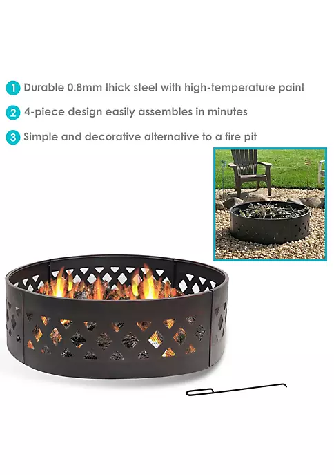 Coupon ⌛ 36 in Crossweave Steel Wood Burning Fire Pit Ring with Poker by Sunnydaze Decor ✔️ 6 Coupon ⌛ 36 in Crossweave Steel Wood Burning Fire Pit Ring with Poker by Sunnydaze Decor ✔️ - Image 4