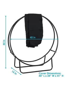 Best reviews of ❤️ 40 in Powder-Coated Steel Firewood Log Hoop Rack with Black Cover by Sunnydaze Decor 🌟 -Sunnydaze Decor Shop Belk 7882