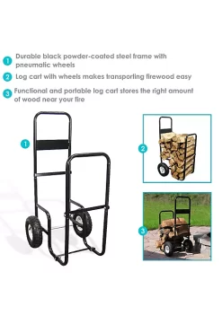 Coupon 😉 Powder-Coated Steel Log Cart Carrier and Storage Rack with Wheels by Sunnydaze Decor 👏 -Sunnydaze Decor Shop Belk 7899