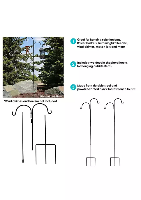 Top 10 😀 Black Steel Hanging Double Shepherd Hooks - 84 in - Set of 2 by Sunnydaze Decor 🥰 6 Top 10 😀 Black Steel Hanging Double Shepherd Hooks - 84 in - Set of 2 by Sunnydaze Decor 🥰 - Image 4