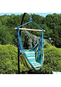 Deals ⭐ Cotton Hammock Chair with Cushion - Oasis Ocean Breeze - Set of 2 by Sunnydaze Decor 😍