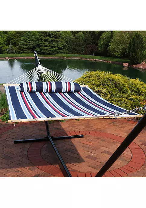 Top 10 😀 Large Quilted Fabric Hammock with Spreader Bars - Nautical Stripe by Sunnydaze Decor 💯 8 Top 10 😀 Large Quilted Fabric Hammock with Spreader Bars - Nautical Stripe by Sunnydaze Decor 💯 - Image 6