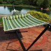 Budget 💯 Large Quilted Hammock with Spreader Bar and Pillow - Melon Stripe by Sunnydaze Decor 🔔