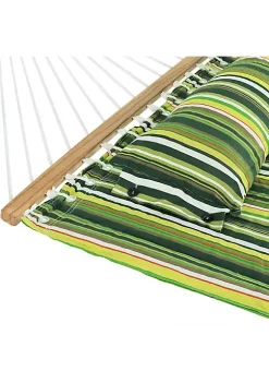 Budget 💯 Large Quilted Hammock with Spreader Bar and Pillow - Melon Stripe by Sunnydaze Decor 🔔 -Sunnydaze Decor Shop Belk 7970