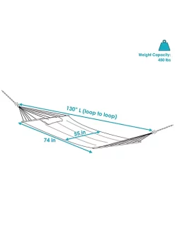 Cheap 🌟 Large Quilted Hammock with Spreader Bars and Pillow - Sunset by Sunnydaze Decor ⌛ -Sunnydaze Decor Shop Belk 7984